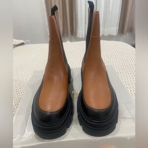 Marc Fisher Tan and Black Ankle Boots